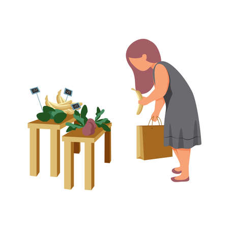 Grocery Shopping Woman Compositionのイラスト素材