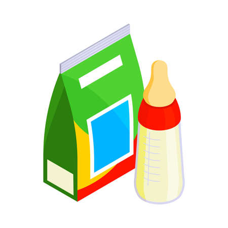 Baby Bottle Isometric Compositionのイラスト素材