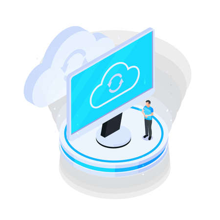 Cloud Screen Isometric Compositionのイラスト素材