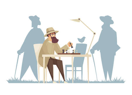 Lonely Chess Player Compositionのイラスト素材