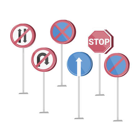 Traffic Signs Flat Compositionのイラスト素材
