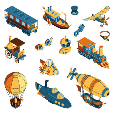 Retro Icons In Steampunk Styleのイラスト素材
