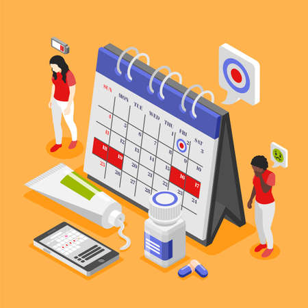 Woman PMS Calendar Compositionのイラスト素材