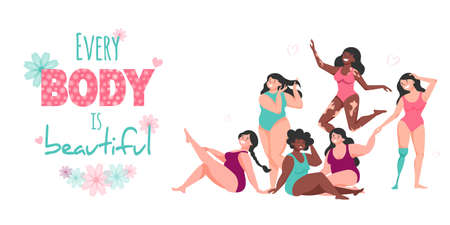Beautiful Body Positive Compositionのイラスト素材