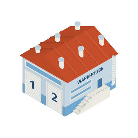 Warehouse Building Isometric Compositionのイラスト素材