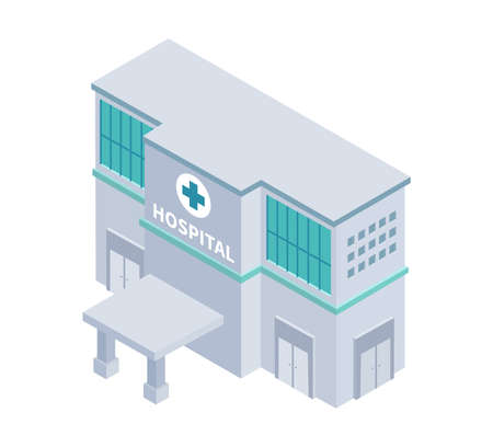 Hospital Building Isometric Compositionのイラスト素材