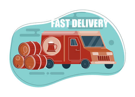 Fast Beer Delivery Compositionのイラスト素材