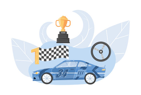 Car Race Winner Compositionのイラスト素材