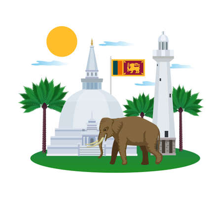 Sri Lanka Temple Compositionのイラスト素材