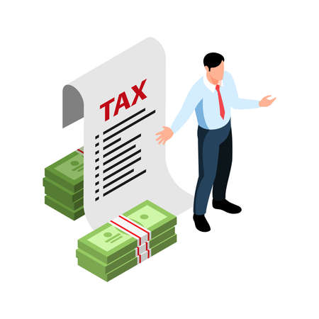 Tax Receipt Man Compositionのイラスト素材