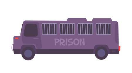 Prison Truck Flat Compositionのイラスト素材