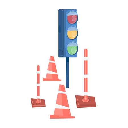 Traffic Lights Cones Compositionのイラスト素材