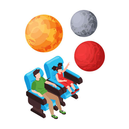 Kids Watch Planets Compositionのイラスト素材