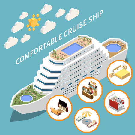 Sea Cruise Colored Isometric Conceptのイラスト素材