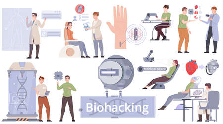 Biohacking Flat Setのイラスト素材
