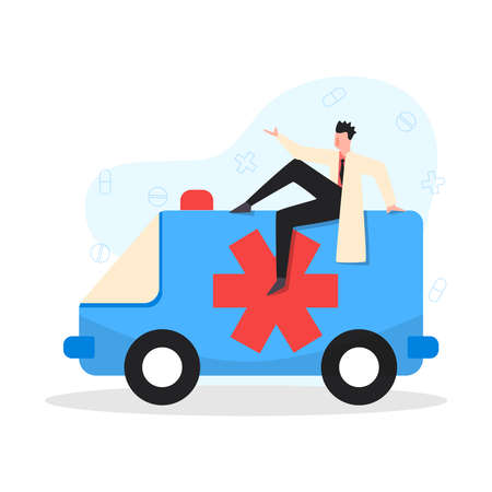 Ambulance Car Doctor Compositionのイラスト素材
