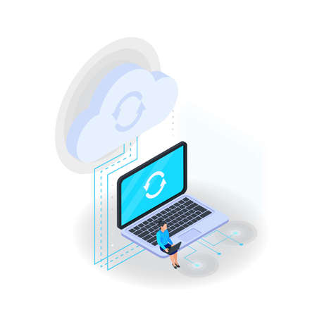 Cloud Connected Laptop Compositionのイラスト素材
