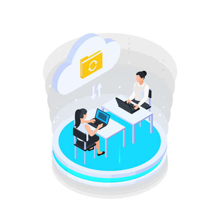 Cloud Folder Collaboration Compositionのイラスト素材