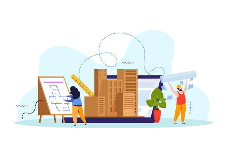 Flat Colored Architect Compositionのイラスト素材