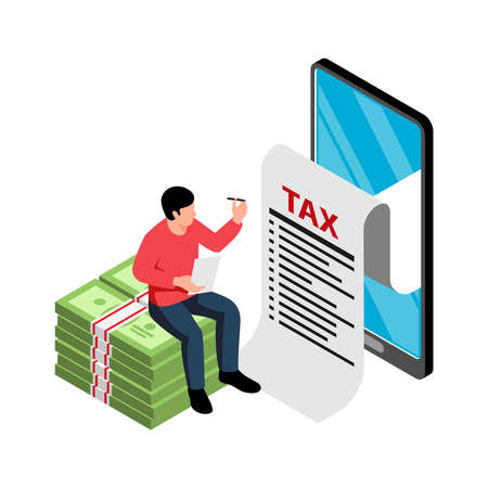 Money Tax Isometric Compositionのイラスト素材