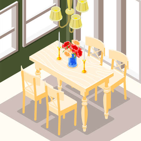 Antique Dining Table Compositionのイラスト素材