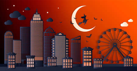 Paper City Night Compositionのイラスト素材