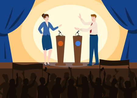 Debates Flat Illustrationのイラスト素材