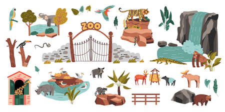 Zoo Animals Setのイラスト素材