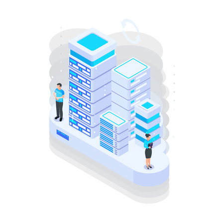 Isometric Data Cloud Compositionのイラスト素材