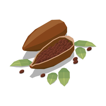 Chocolate Beans Leaves Compositionのイラスト素材