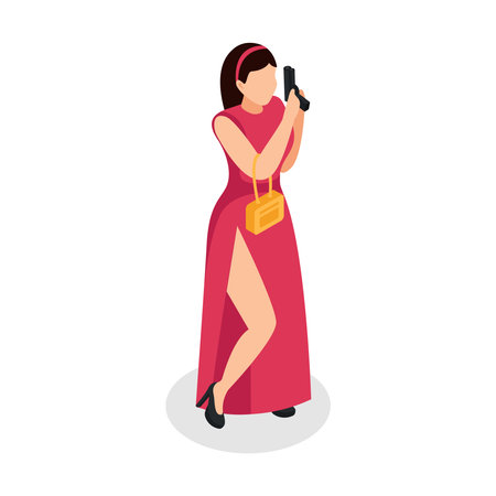 Lady With Pistol Compositionのイラスト素材