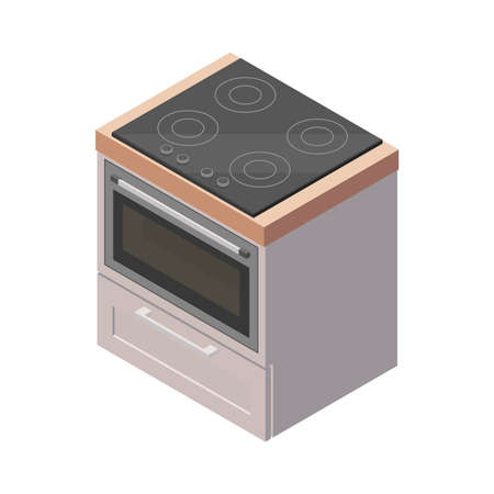 Kitchen Range Isometric Compositionのイラスト素材