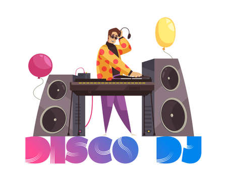 DJ Playing Disco Compositionのイラスト素材