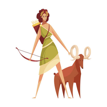 Female God Artemis Compositionのイラスト素材