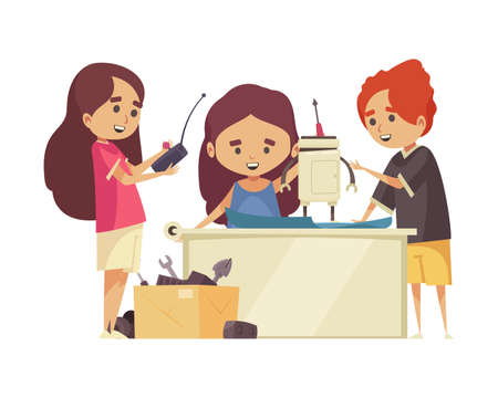 Kids Assemble Robots Compositionのイラスト素材