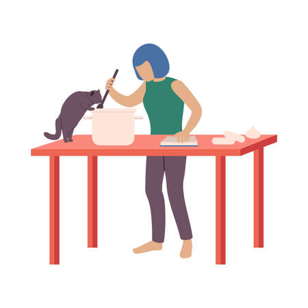 Cooking With Cat Compositionのイラスト素材