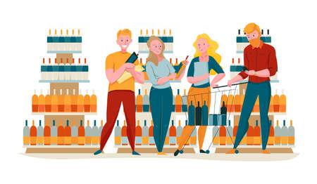 Supermarket Alcohol Friends Compositionのイラスト素材