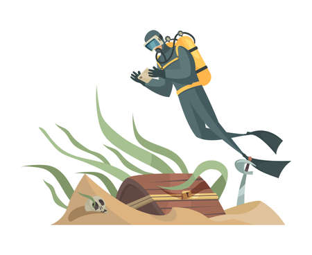Treasure Chest Diving Compositionのイラスト素材