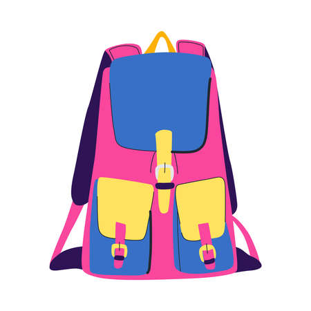 Backpack With Pockets Compositionのイラスト素材