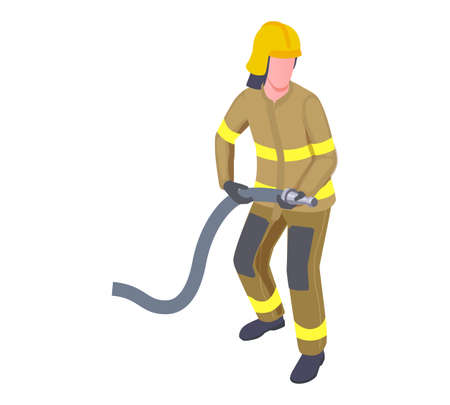 Firefighter With Hose Compositionのイラスト素材