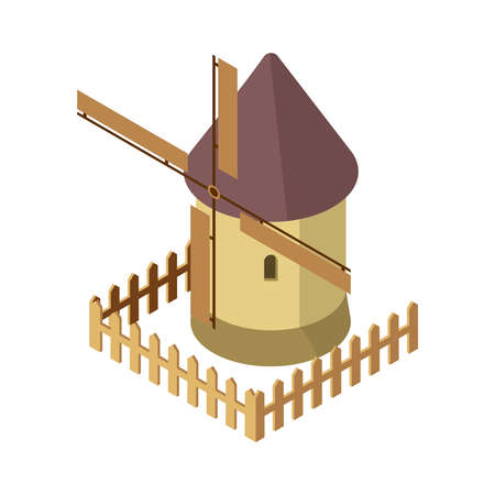 Isometric Countryside Windmill Compositionのイラスト素材