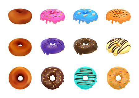 Donuts Realistic Iconsのイラスト素材