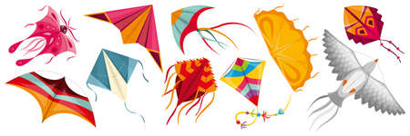 Flying Wind Kites Setのイラスト素材