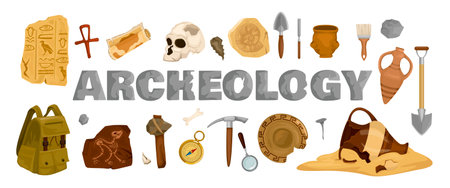 Archeology Ancient Artifacts Setのイラスト素材