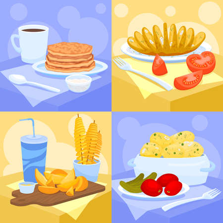 Potato Flat Square Compositionsのイラスト素材
