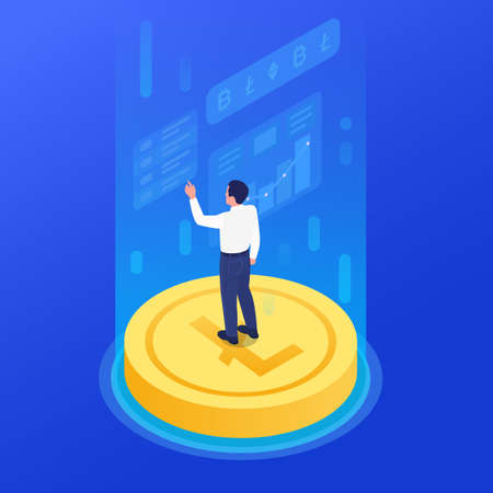 Cryptocurrency Isometric Conceptのイラスト素材