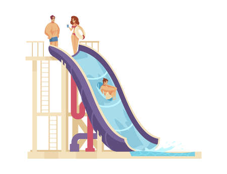 Aquapark Water Slide Compositionのイラスト素材