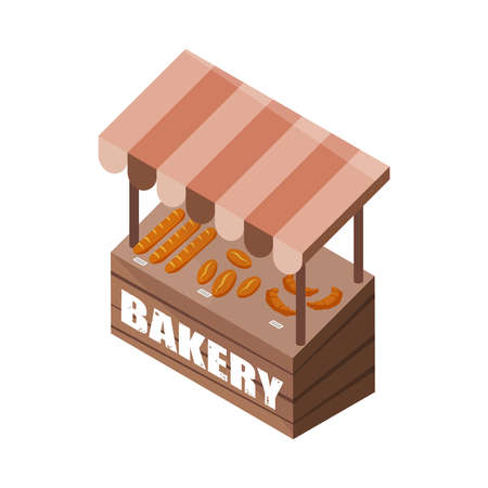Fresh Bakery Stall Compositionのイラスト素材