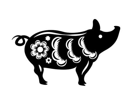 Chinese Zodiac Pig Compositionのイラスト素材