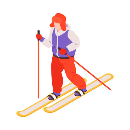 Teenager On Ski Compositionのイラスト素材